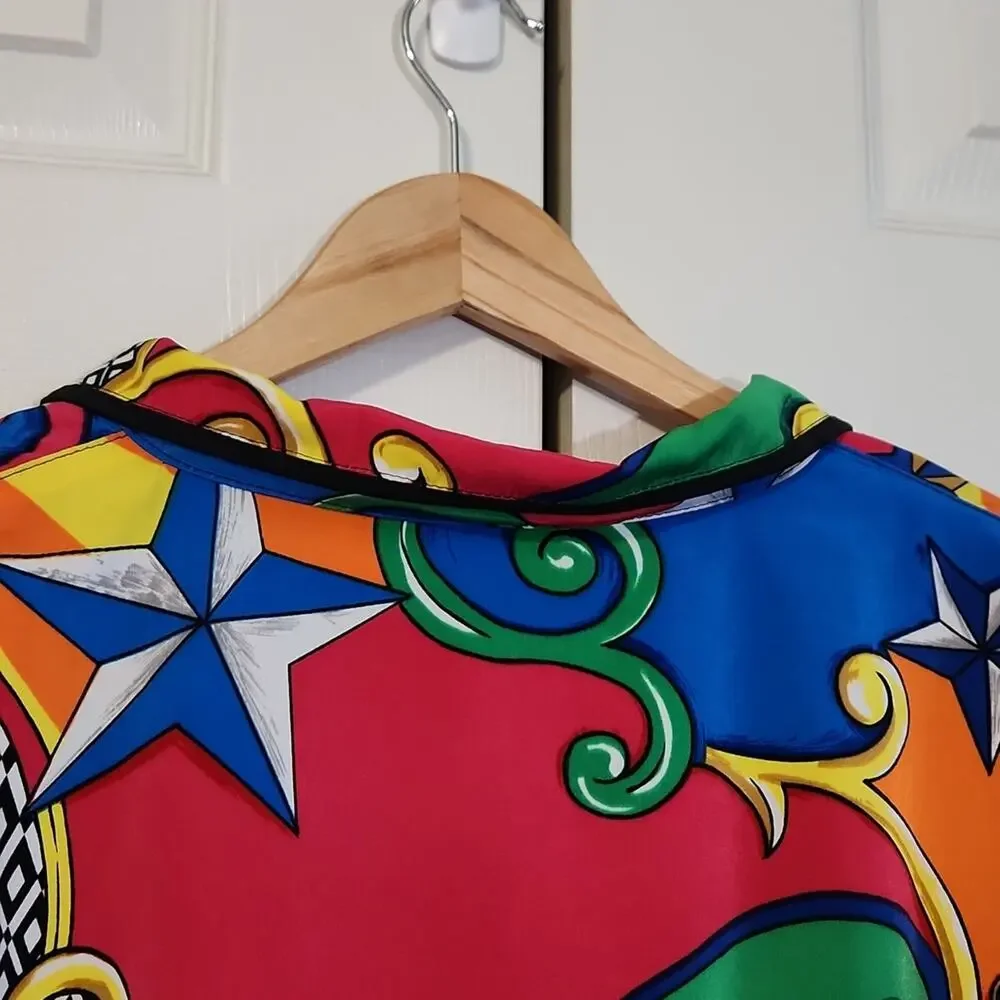 Vintage Tail Women's Vibrant Multi-colored Tennis Print Full Zip Jacket Size Med - Picture 5 of 14